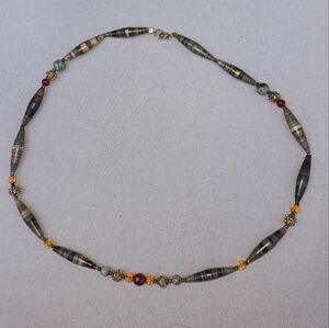 Beaded necklace, 17", handcrafted using recycled materials